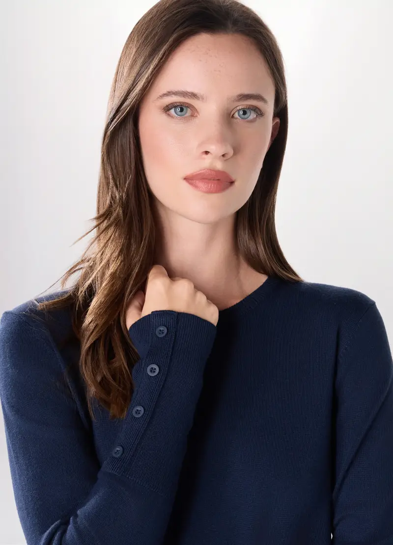 , Pullover Misto Viscosa Donna, Blu navy miniatura 3