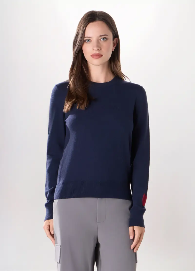Pullover Misto Viscosa Donna, Blu navy
