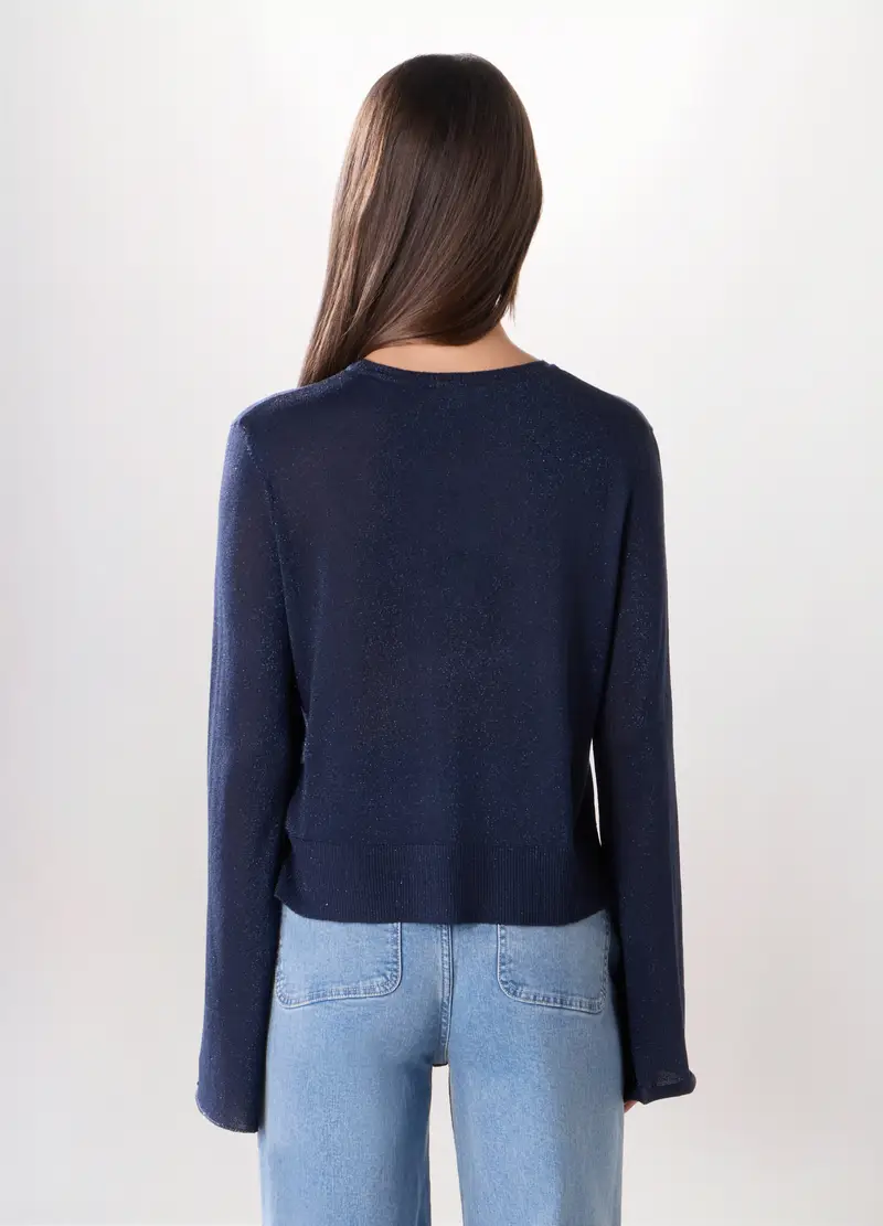 Pullover Misto Viscosa Donna, Blu scuro miniatura 2