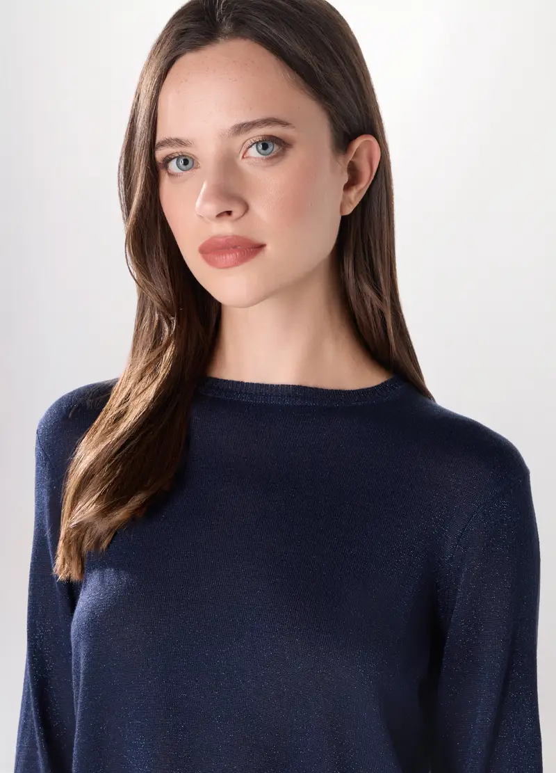 Pullover Misto Viscosa Donna, Blu scuro miniatura 3