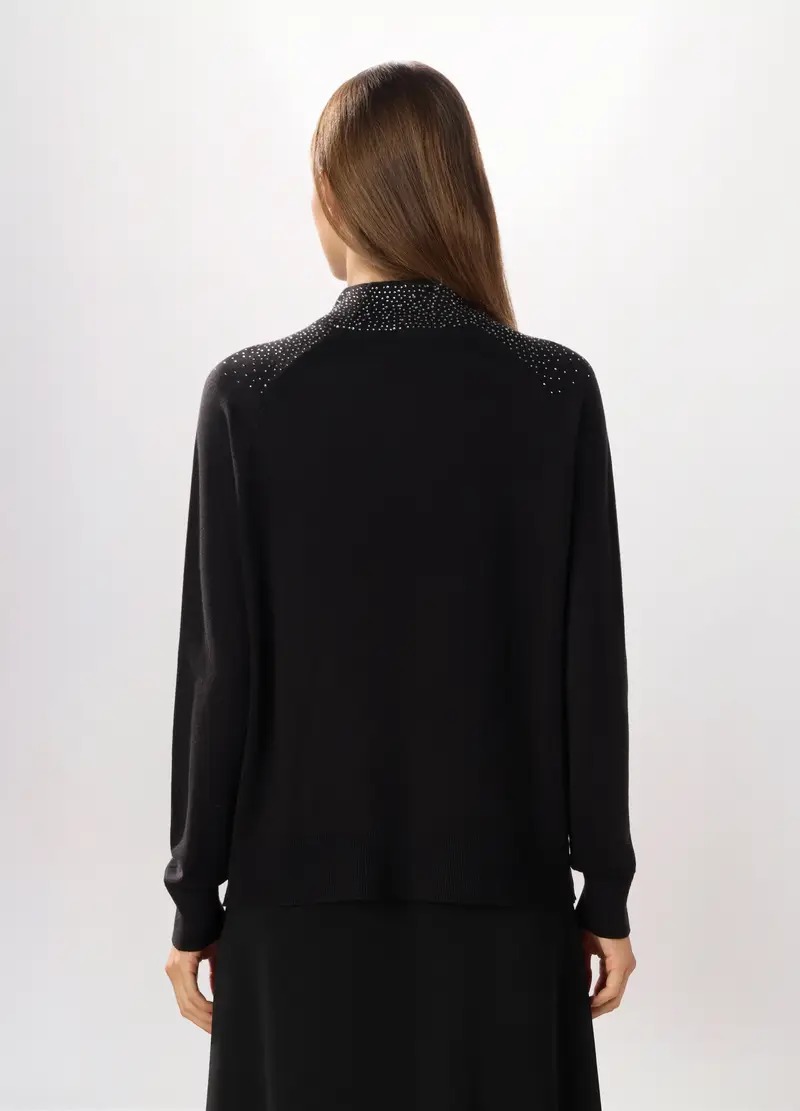 Pullover Misto Viscosa Donna, Nero miniatura 2