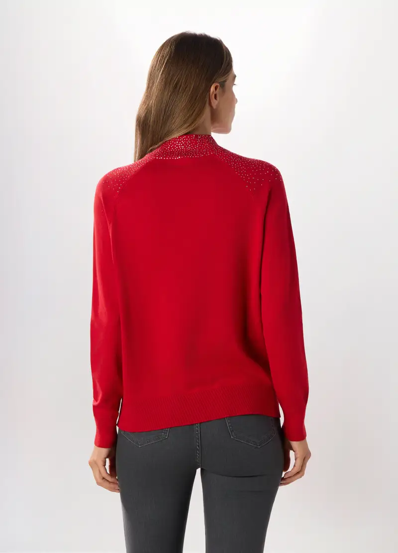 Pullover Misto Viscosa Donna, Rosso aragosta miniatura 2