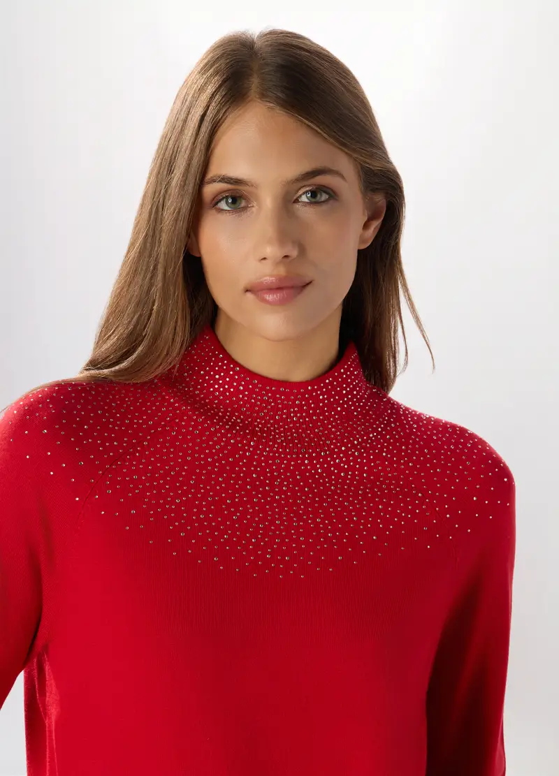 Pullover Misto Viscosa Donna, Rosso aragosta miniatura 3