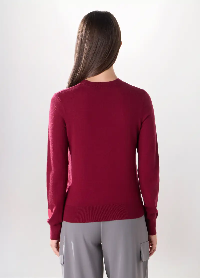 Pullover Misto Viscosa Donna, Rosso bordeaux miniatura 2