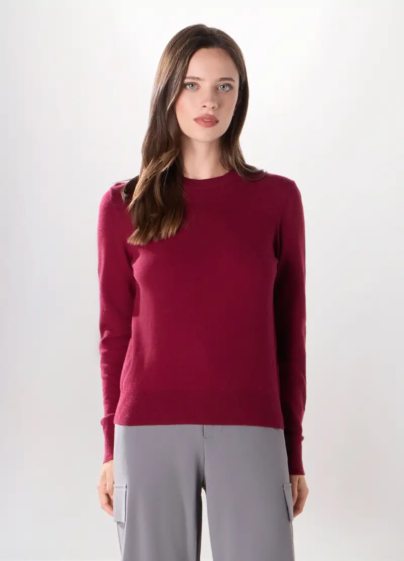 Pullover Misto Viscosa Donna, Rosso bordeaux