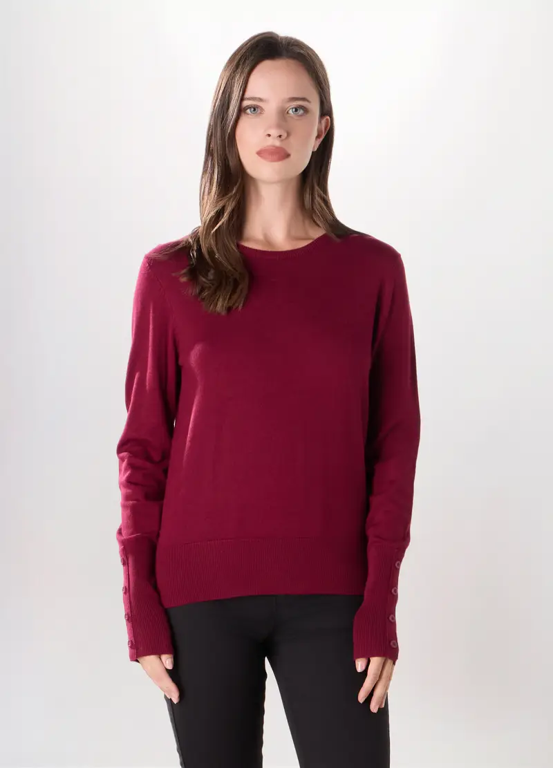 Pullover Misto Viscosa Donna, Rosso bordeaux
