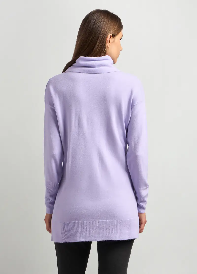 Pullover Tricot A Collo Alto Donna, Viola lilla miniatura 2