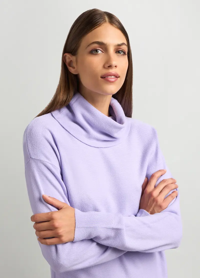 Pullover Tricot A Collo Alto Donna, Viola lilla miniatura 3