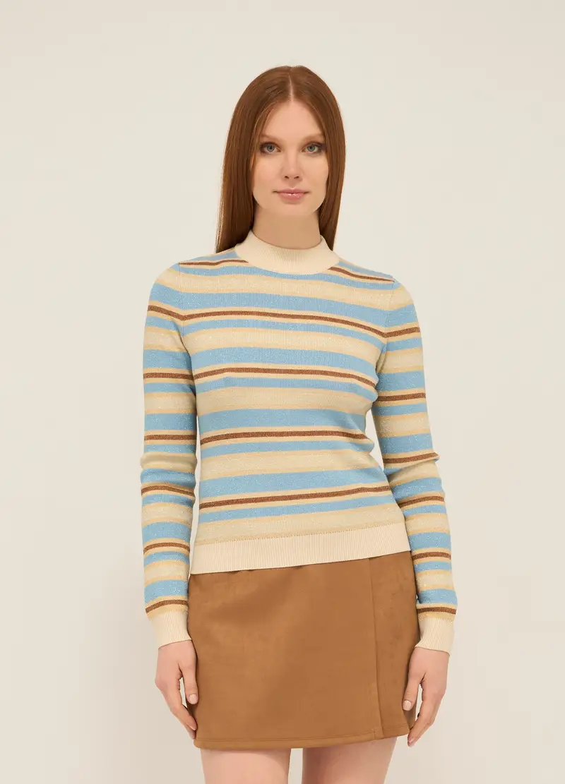 Upim, Pullover Tricot A Righe In Misto Viscosa Donna, Beige chiaro, Taglia: XS