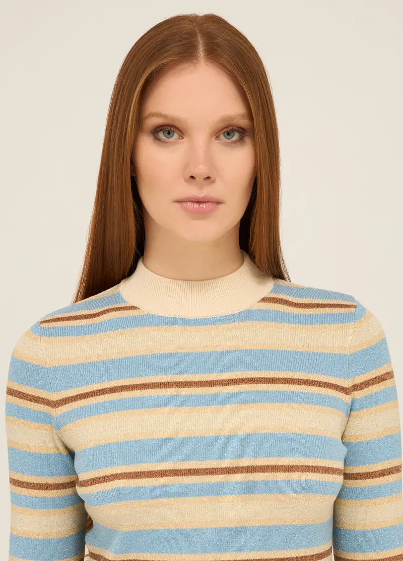 Upim, Pullover Tricot A Righe In Misto Viscosa Donna, Beige chiaro, Taglia: XS miniatura 2