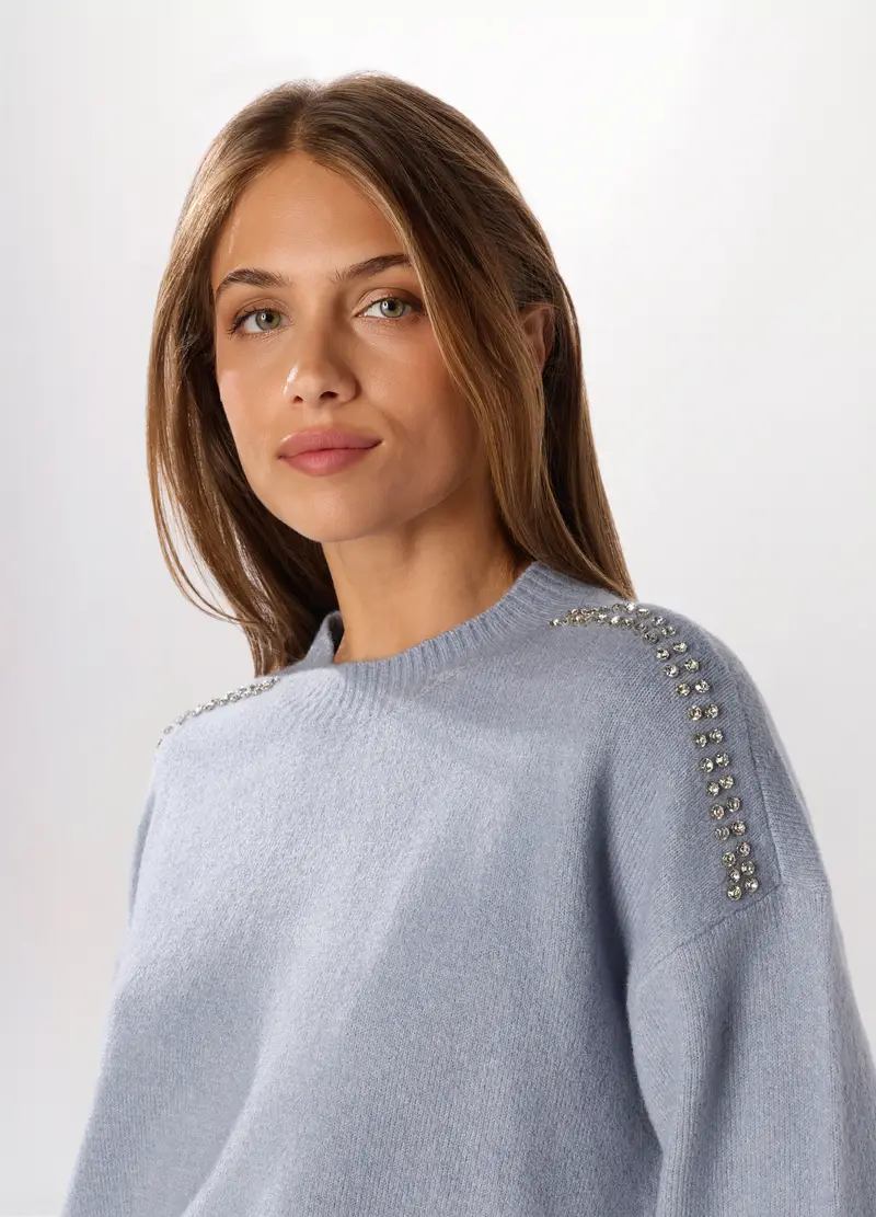 , Pullover Tricot Donna, Azzurro chiaro miniatura 3