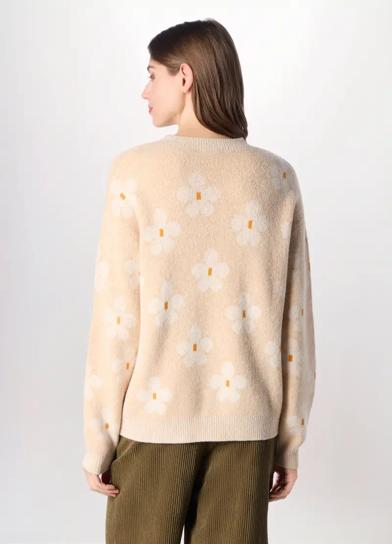 , Pullover Tricot Donna, Beige chiaro miniatura 2