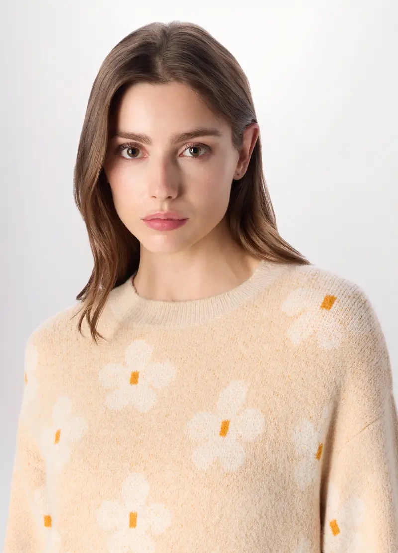 , Pullover Tricot Donna, Beige chiaro miniatura 3