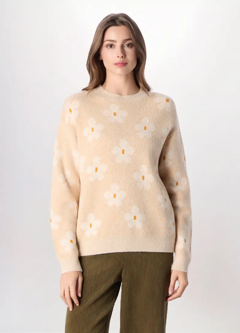 Pullover Tricot Donna, Beige chiaro
