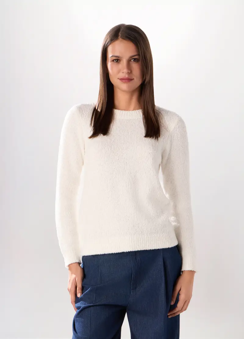 Pullover Tricot Donna, Bianco panna