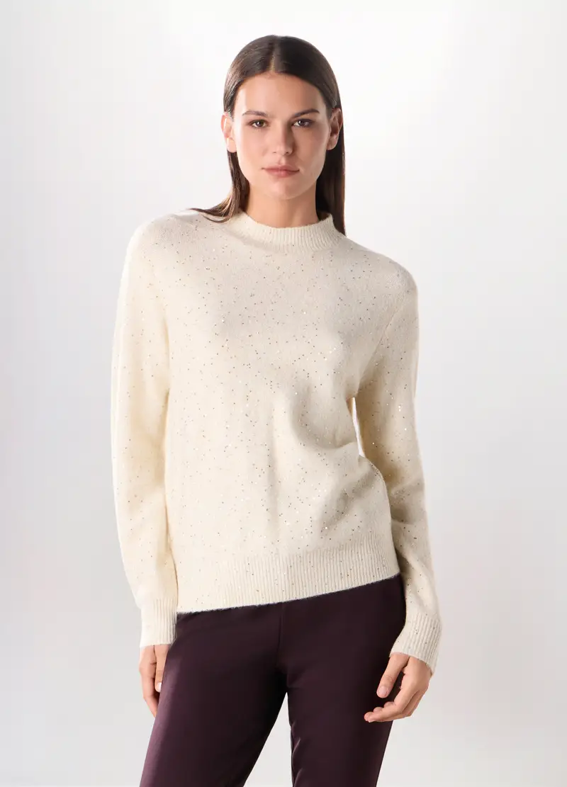 Pullover Tricot Donna, Bianco panna