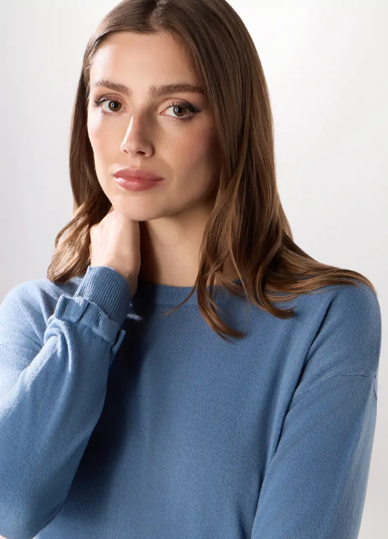 , Pullover Tricot Donna, Blu chiaro miniatura 3