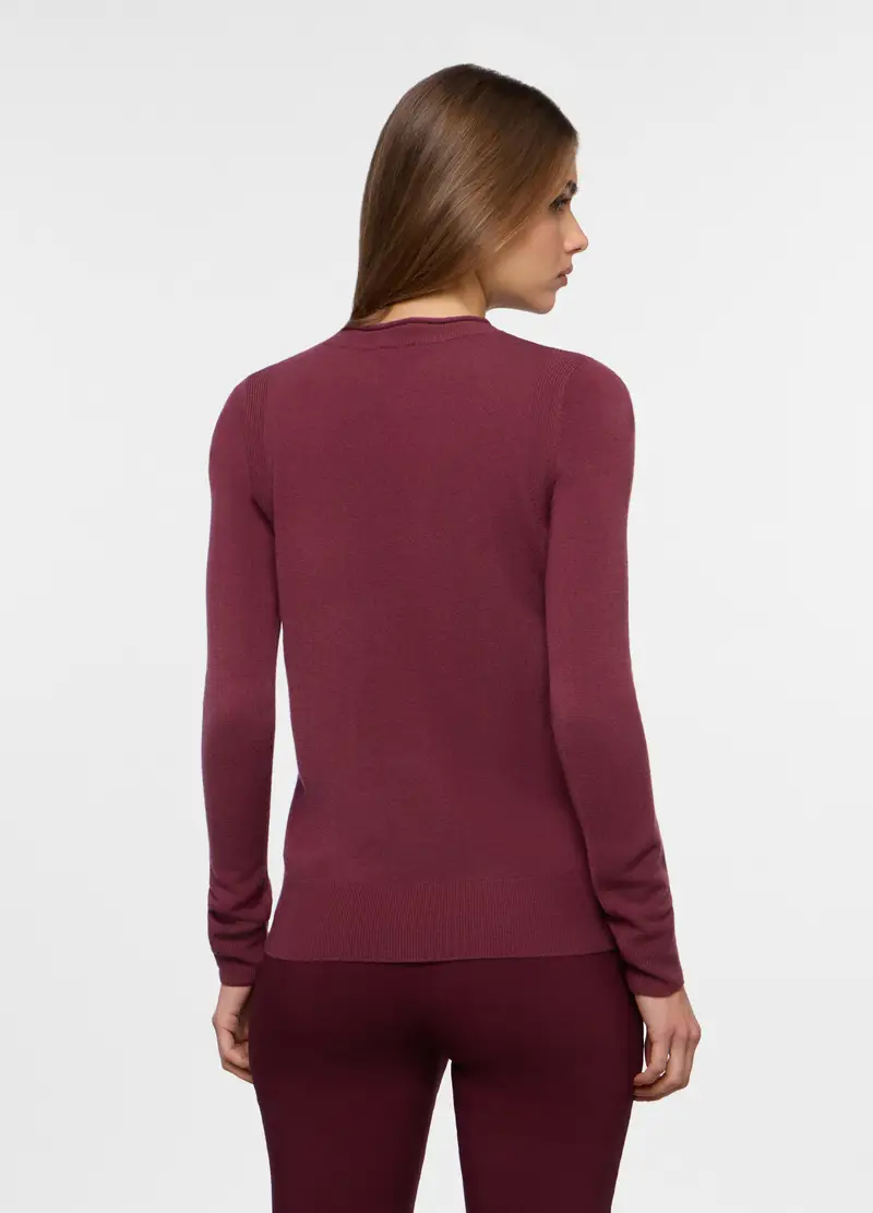 Pullover Tricot Donna, Rosso bordeaux miniatura 2