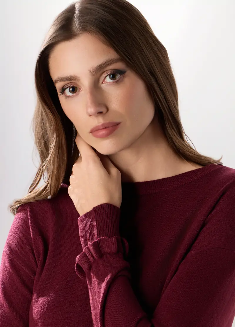 , Pullover Tricot Donna, Rosso scuro miniatura 3