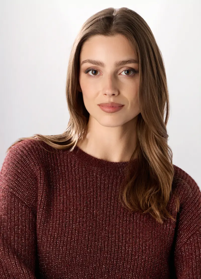 , Pullover Tricot Donna, Rosso scuro miniatura 3