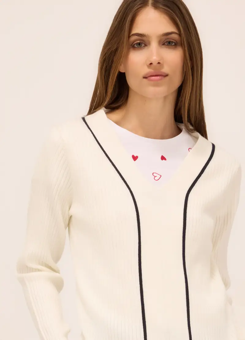 Upim, Pullover Tricot In Costina Donna, Bianco, Taglia: M miniatura 2