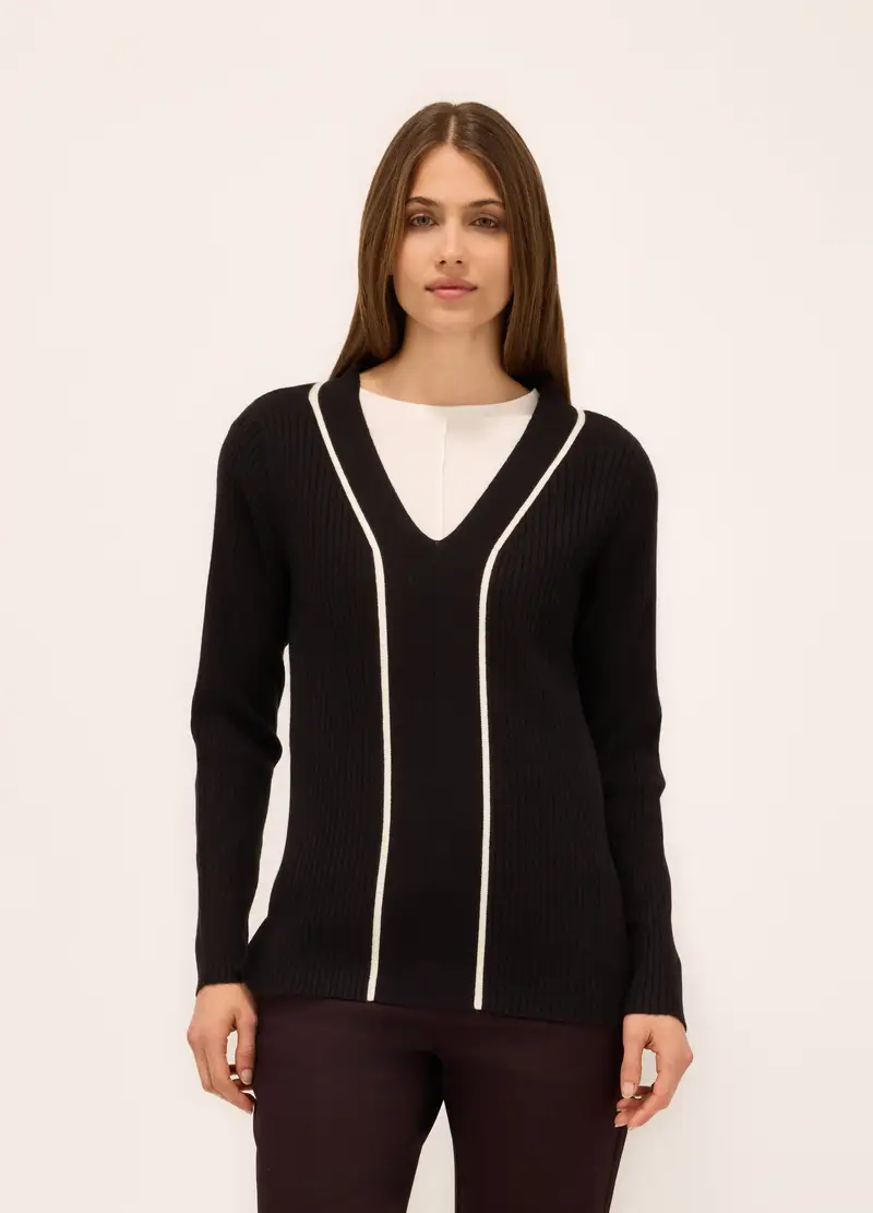 Upim, Pullover Tricot In Costina Donna, Nero, Taglia: XXL