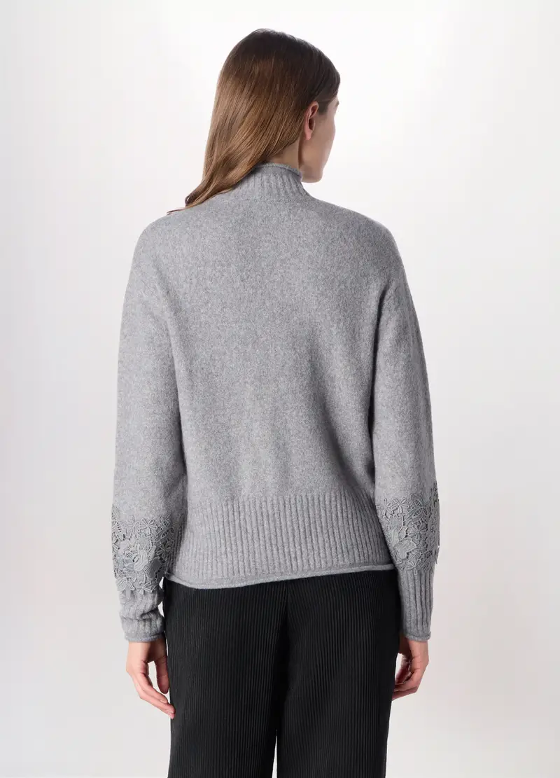 Pullover Tricot Misto Lana Donna, Grigio chiaro miniatura 2