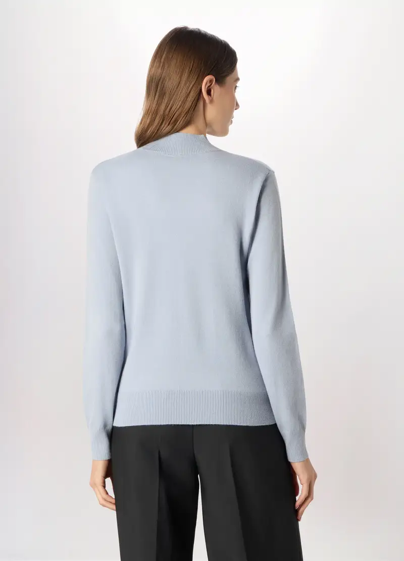 Pullover Tricot Misto Viscosa Donna, Azzurro chiaro miniatura 2