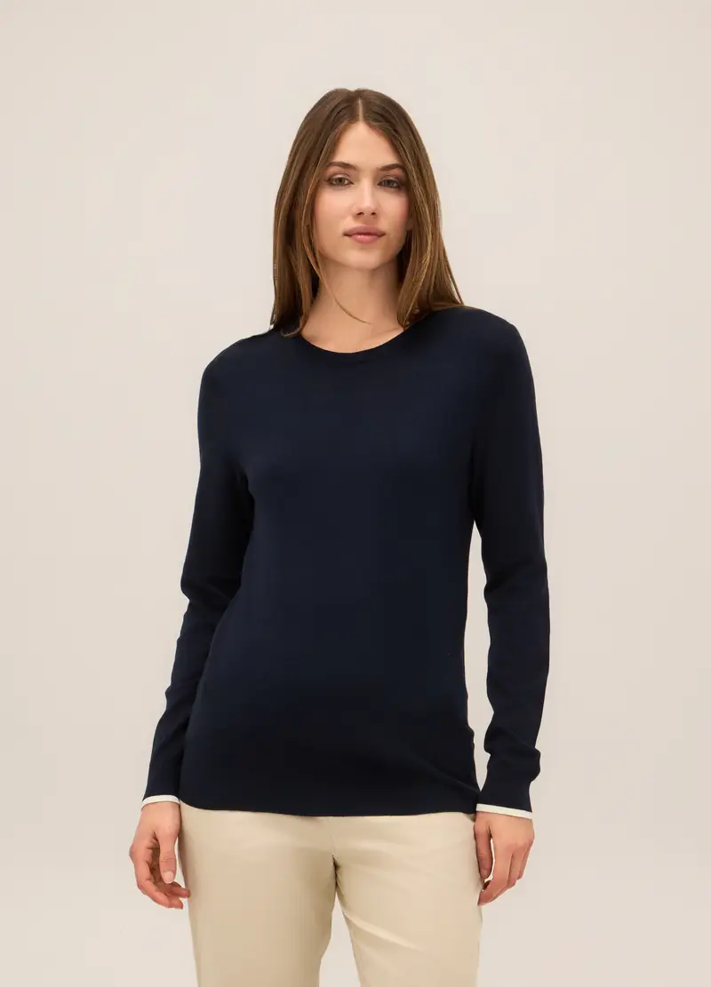 Upim, Pullover Tricot Misto Viscosa Donna, Blu navy, Taglia: XS