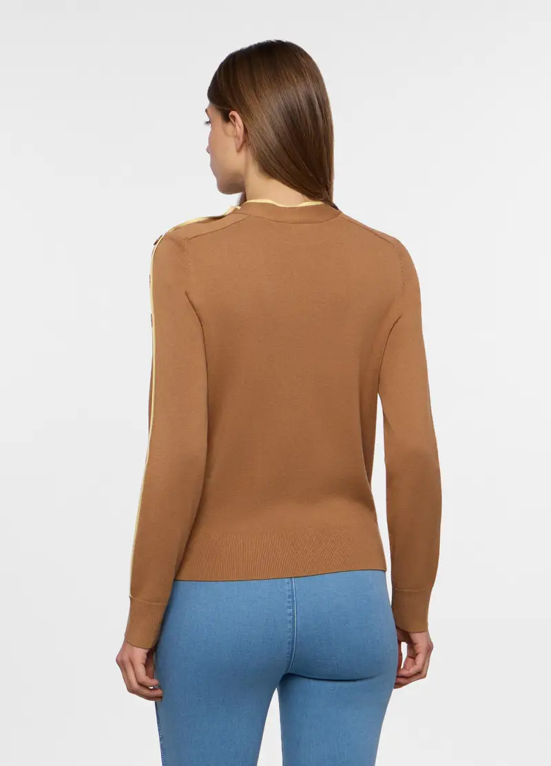 Pullover Tricot Misto Viscosa Donna, Marrone chiaro miniatura 2