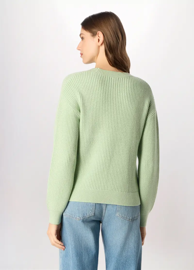 Pullover Tricot Misto Viscosa Donna, Verde chiaro miniatura 2