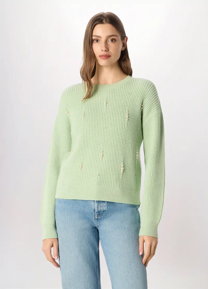 Pullover Tricot Misto Viscosa Donna, Verde chiaro