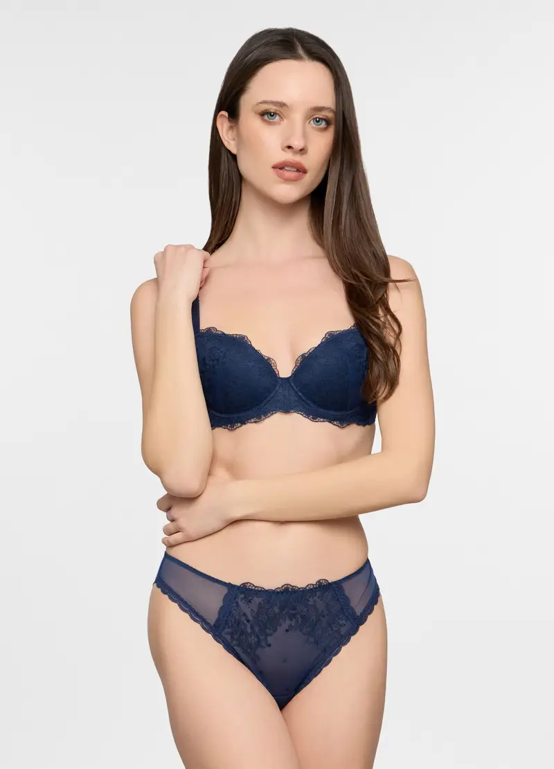 Reggiseno A Balconcino Imbottito Donna, Blu Bluette miniatura 3