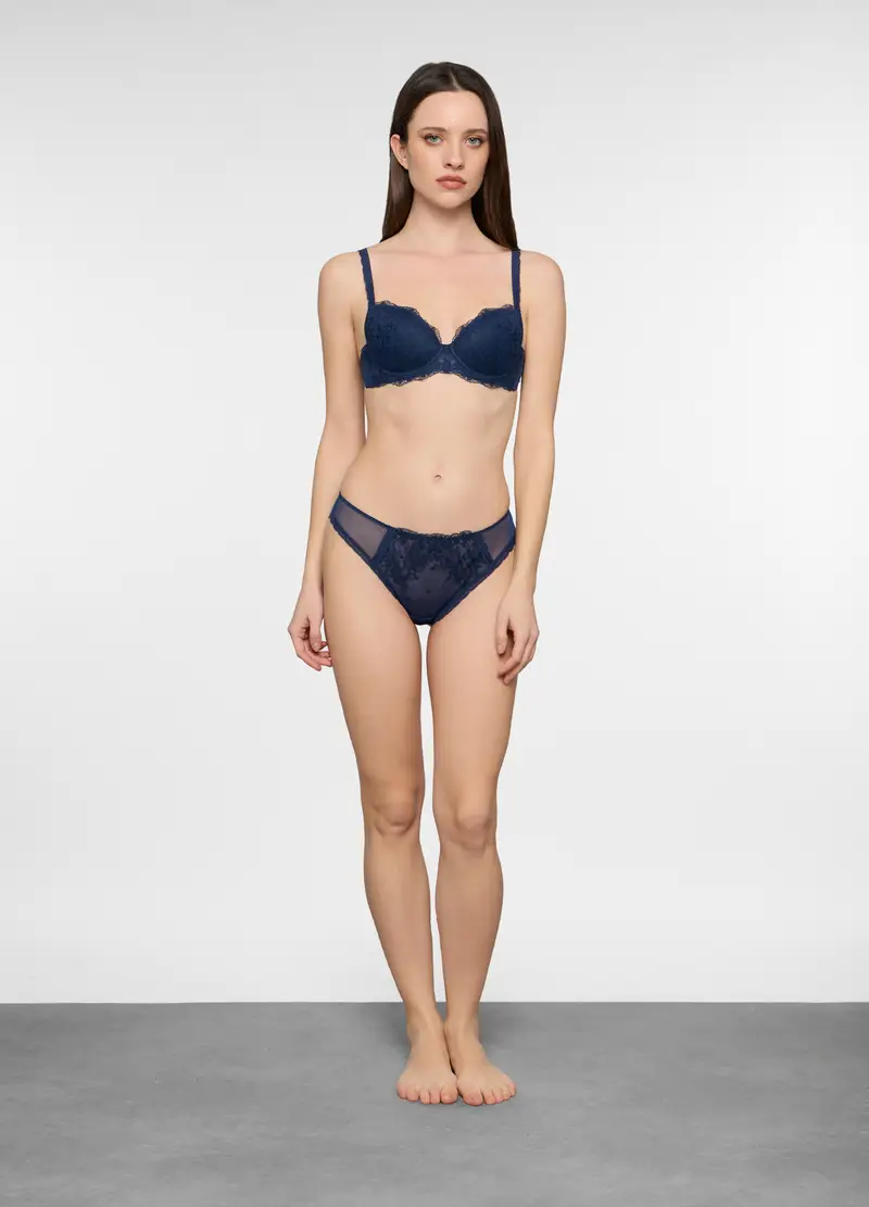 Reggiseno A Balconcino Imbottito Donna, Blu Bluette