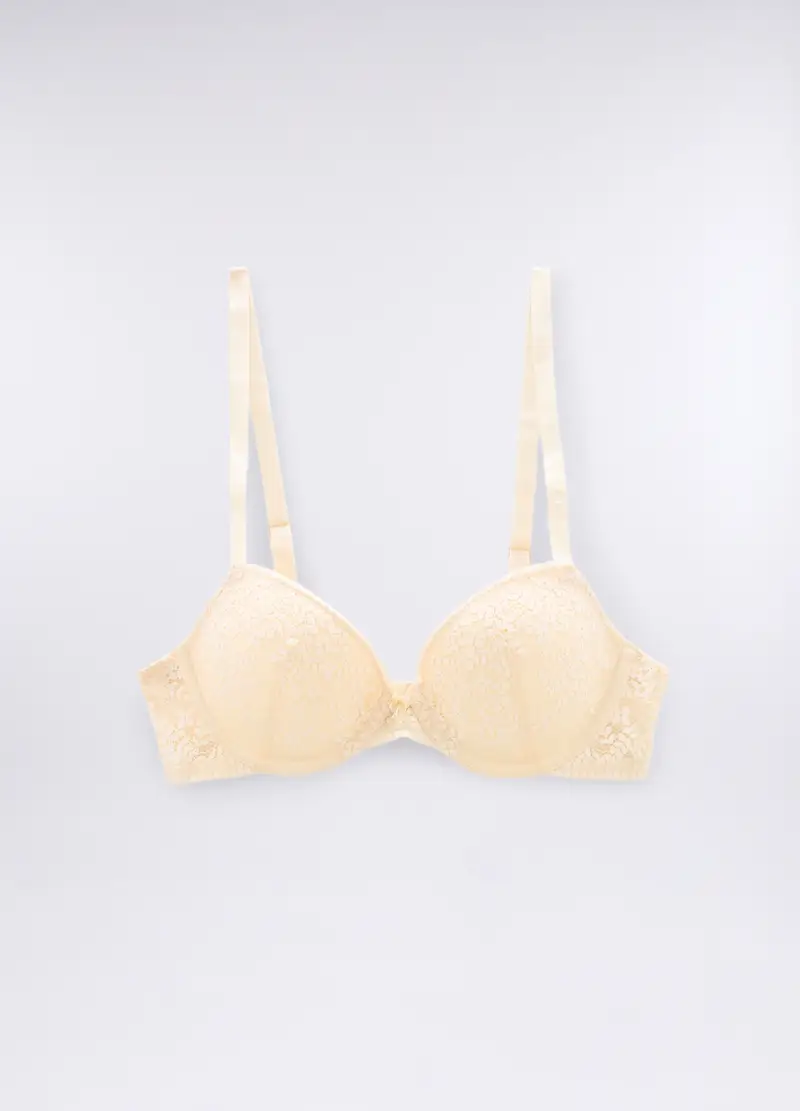 Reggiseno A Balconcino In Pizzo Donna, Bianco avorio