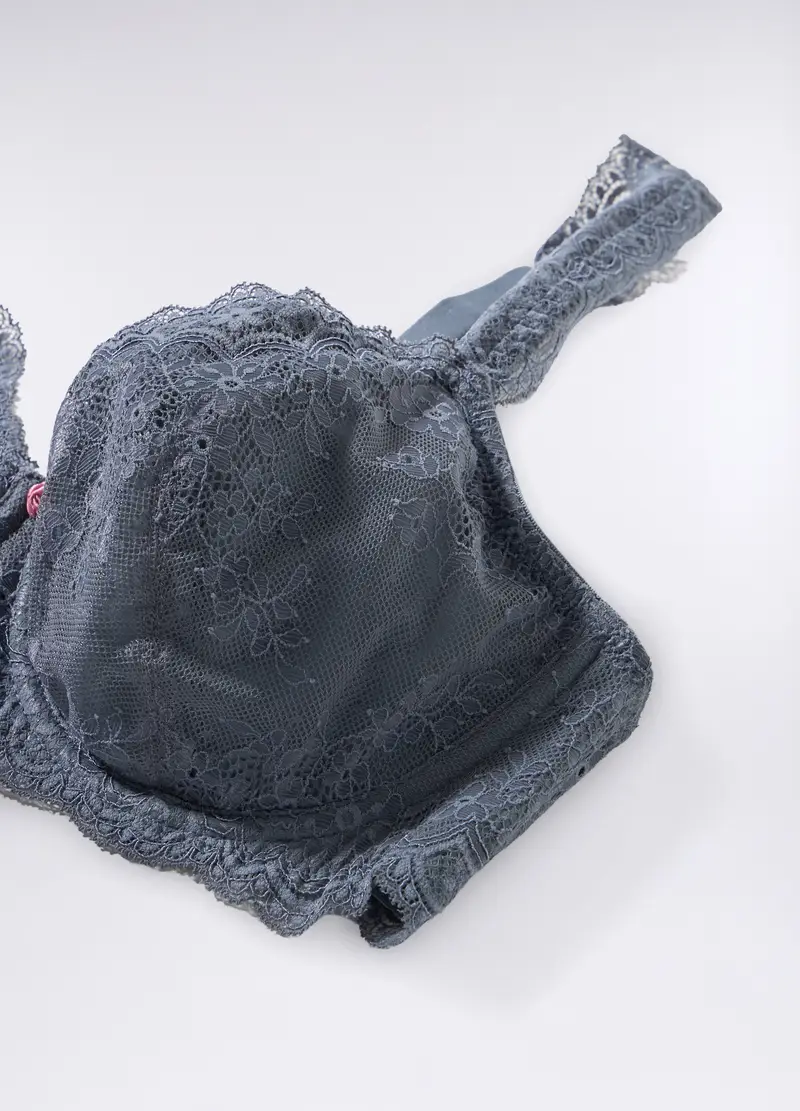 Reggiseno A Balconcino In Pizzo Donna, Grigio chiaro miniatura 2