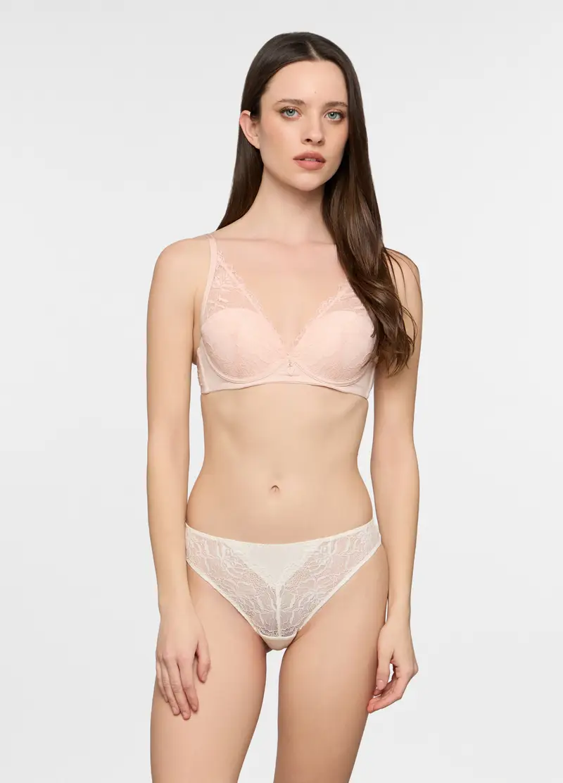 Reggiseno A Balconcino In Pizzo Donna, Rosa pastello miniatura 3