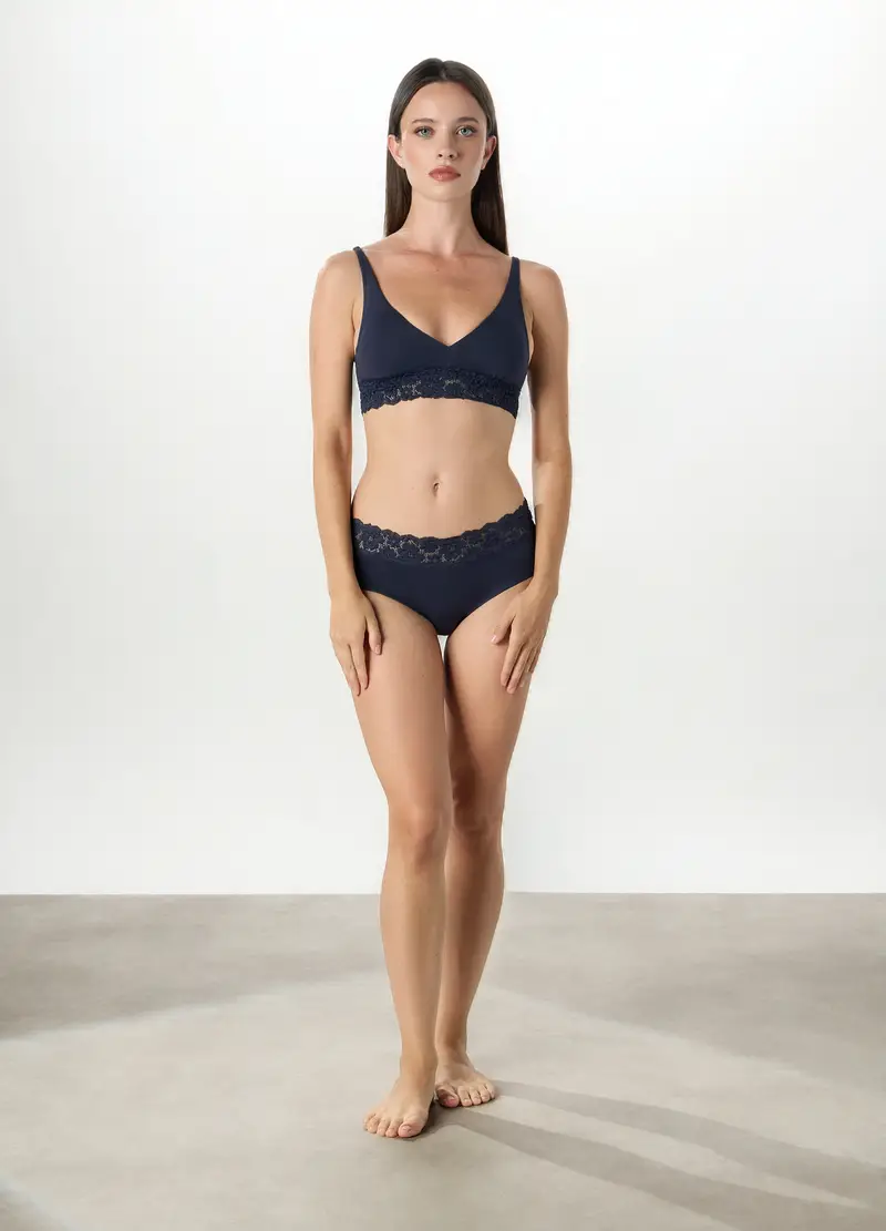 Upim, Reggiseno A Triangolo In Cotone Stretch, Donna, Blu scuro, Taglia: 2B