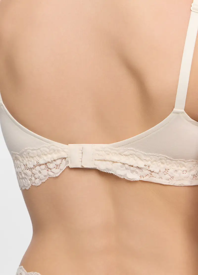 Reggiseno A Triangolo In Jersey Di Cotone Stretch Donna, Bianco panna miniatura 3