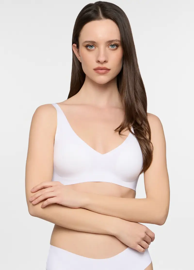 Reggiseno A Triangolo In Microfibra Donna, Bianco gesso miniatura 3