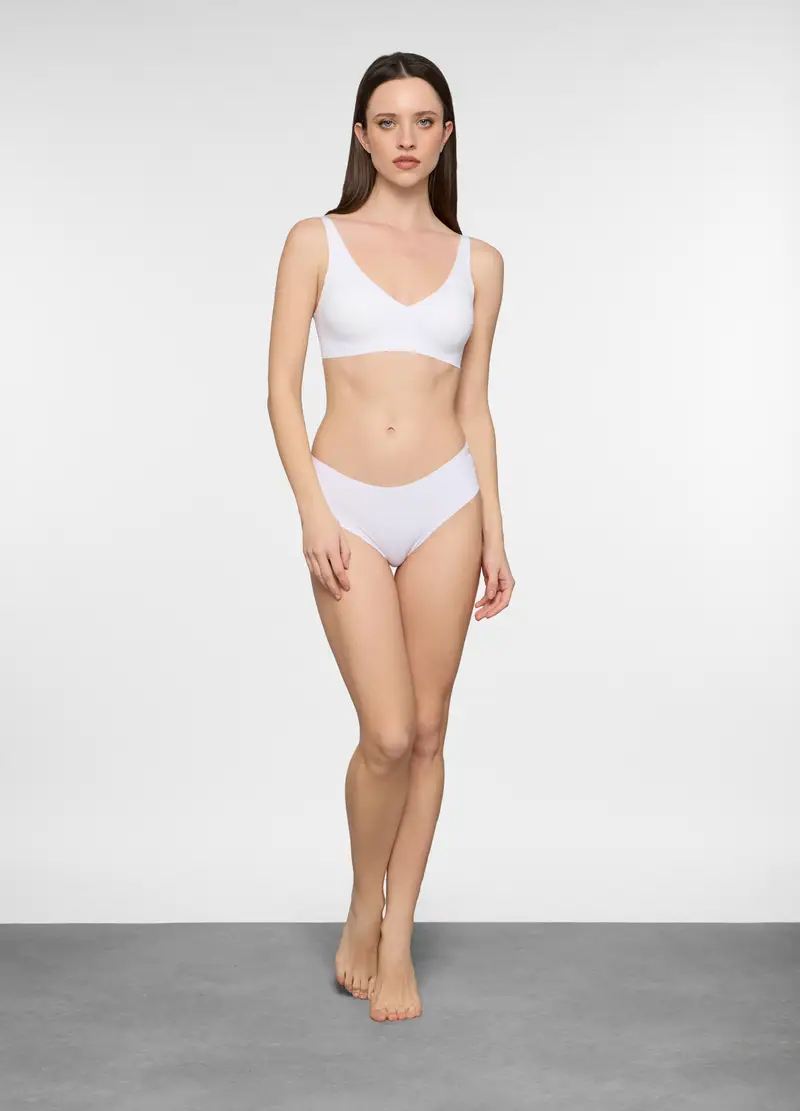 Reggiseno A Triangolo In Microfibra Donna, Bianco gesso