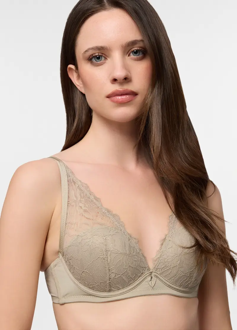 Reggiseno Balconette In Pizzo Con Ferretto Donna, Grigio pietra miniatura 3