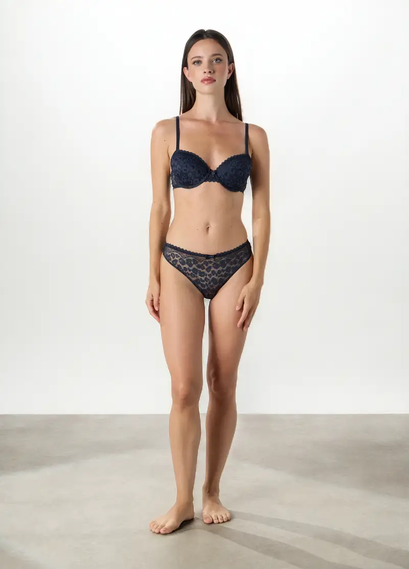 Upim, Reggiseno Imbottito Con Ricami, Donna, Blu scuro, Taglia: 2B