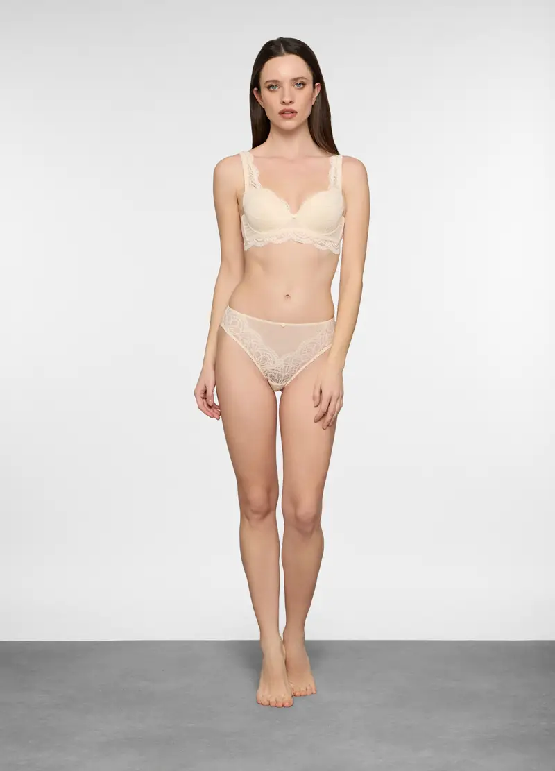 Reggiseno Imbottito In Pizzo Donna, Bianco avorio