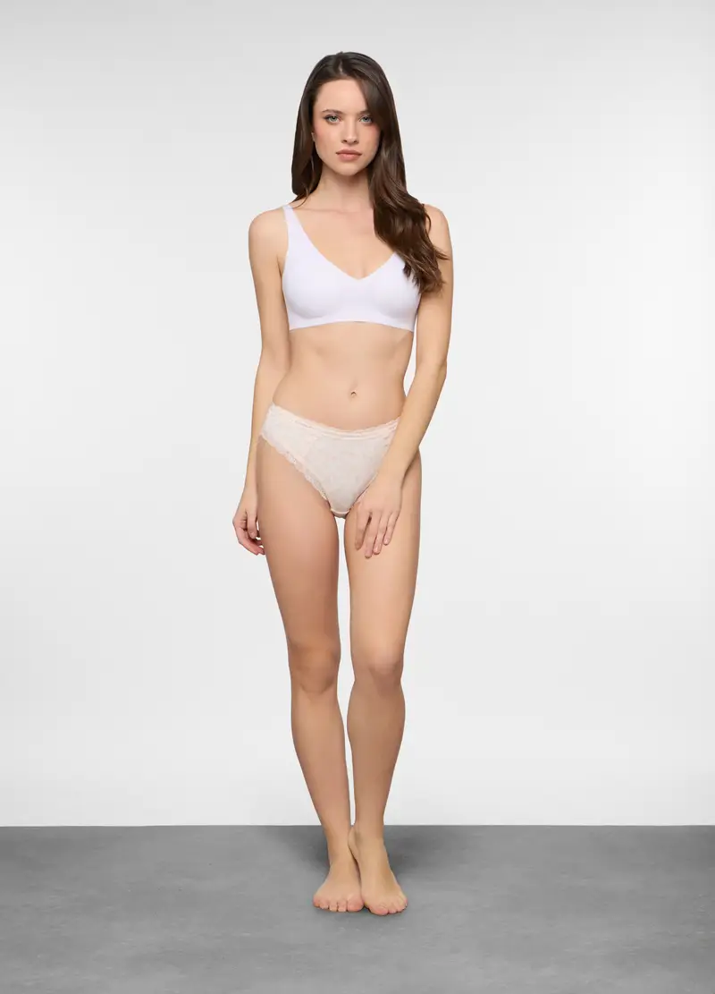 Reggiseno In Microfibra A Triangolo Donna, Bianco gesso