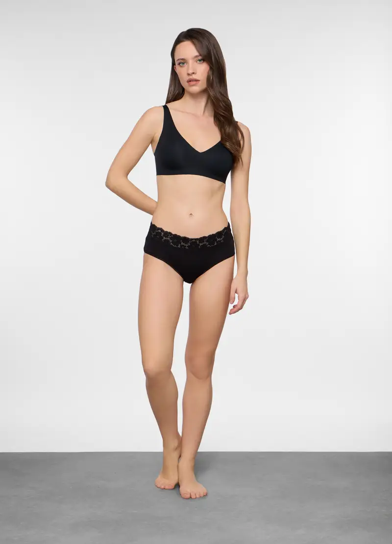 Reggiseno In Microfibra A Triangolo Donna, Nero