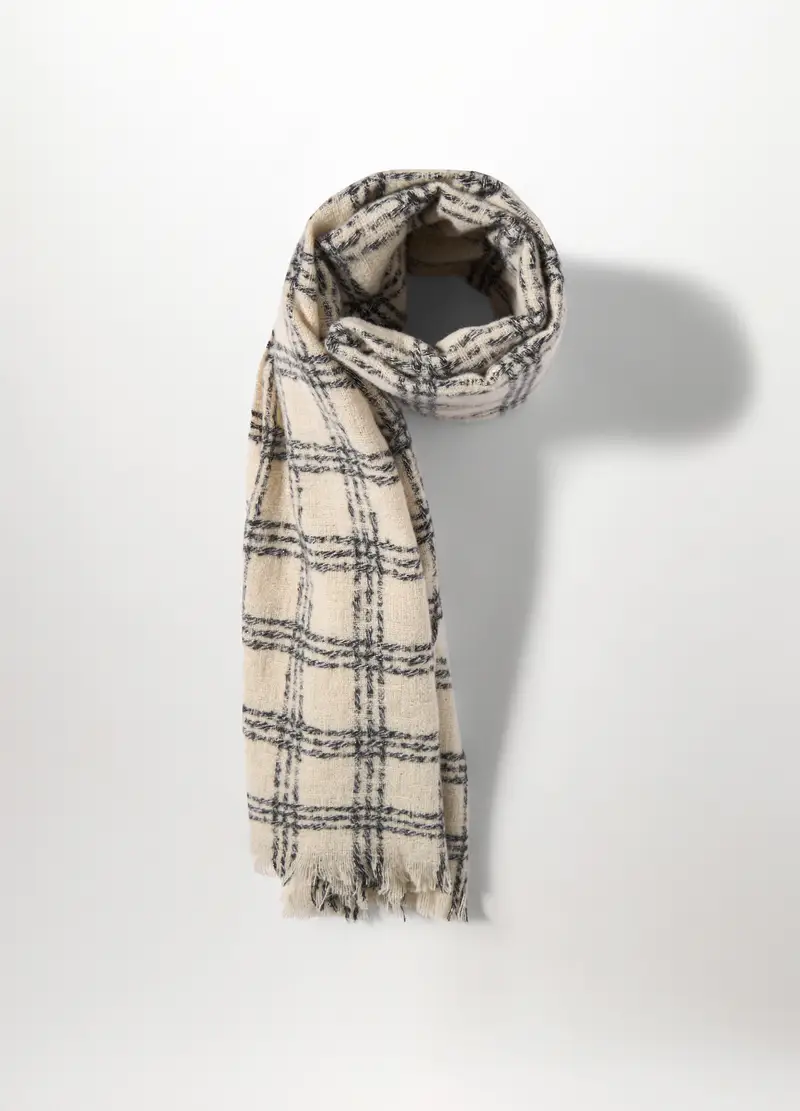 , Sciarpa A Quadri Donna, Beige chiaro miniatura 2