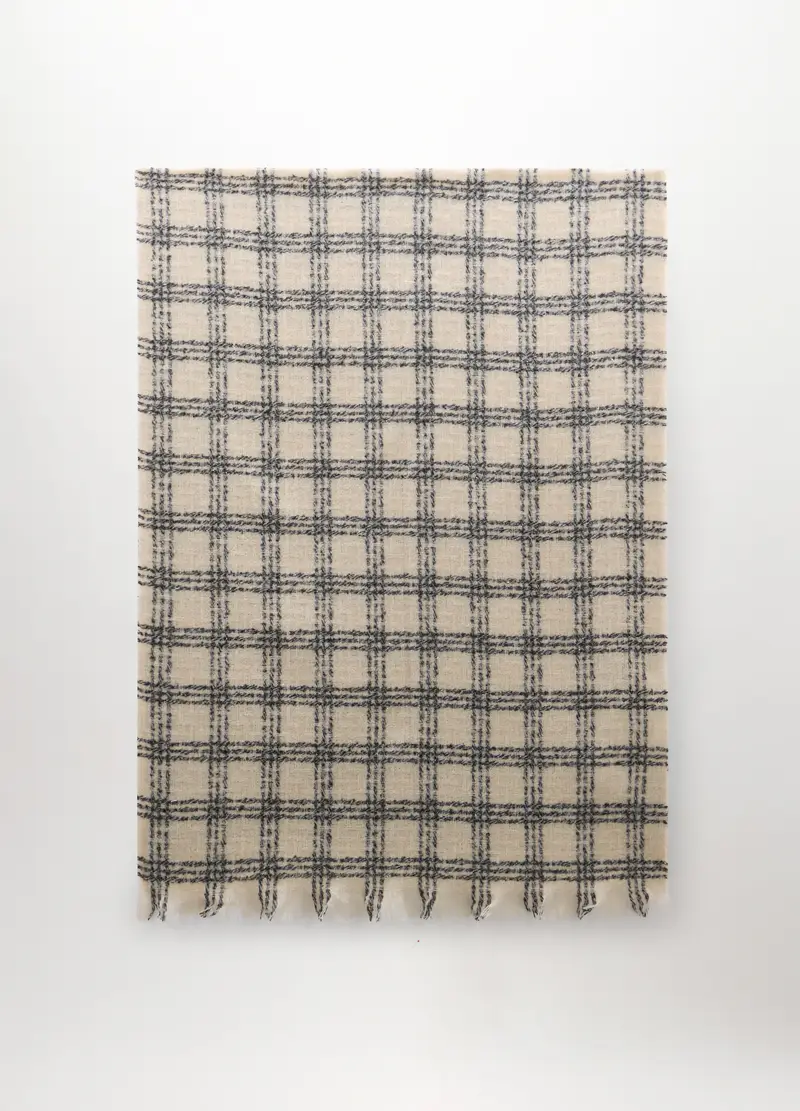 Sciarpa A Quadri Donna, Beige chiaro