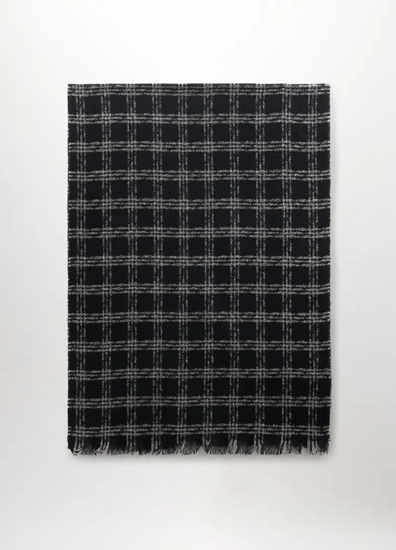 Sciarpa A Quadri Donna, Nero/Bianco