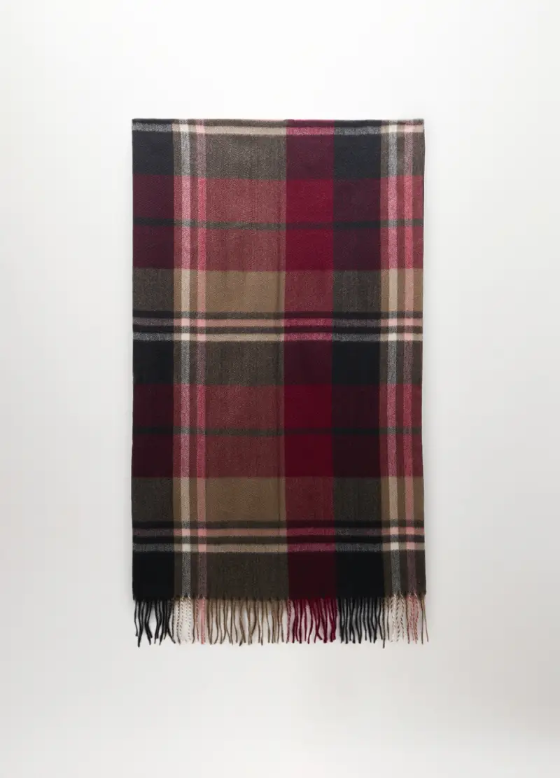 Sciarpa A Quadri Donna, Rosso ciliegia